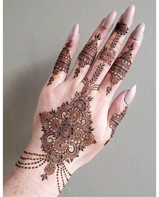 Gorgeous Orchid Back Hand Mehndi Design Touch